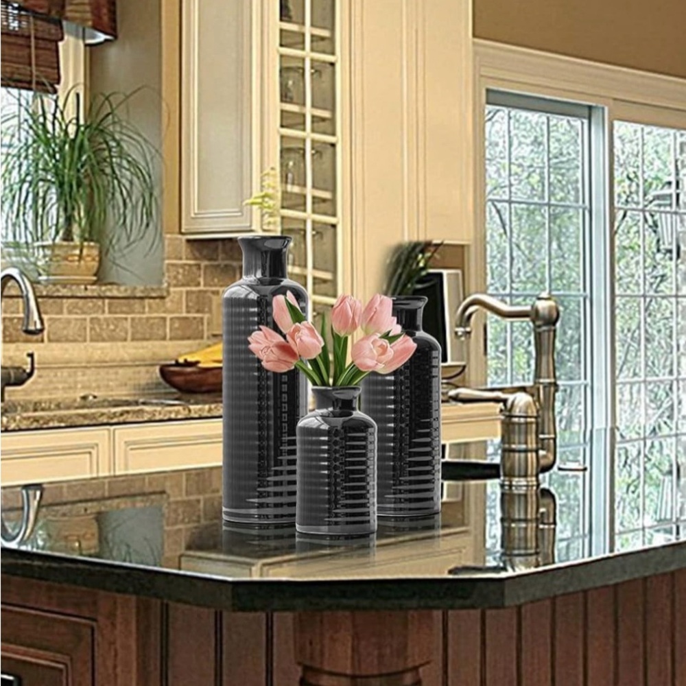 Ceramic Vase Set Rustic Decorative Flower Modern Decor Living Room Farmhouse